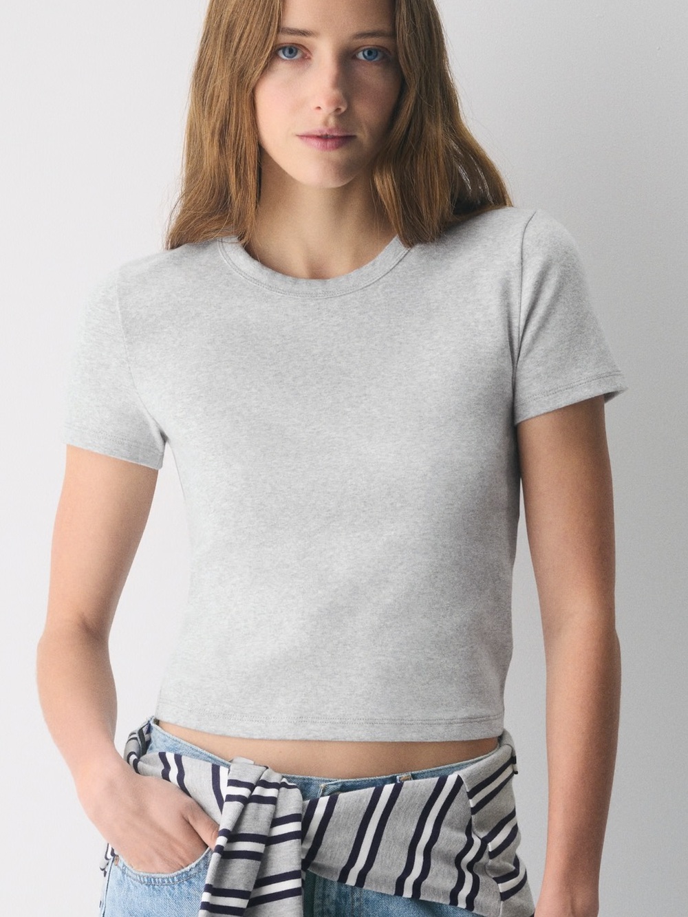 Aritzia Little Ribbed T-Shirt Heather Athletic Grey